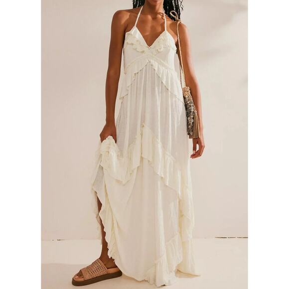 Free People Dresses & Skirts - Free People Beach Santa Luz Ruffle Tiered Maxi Dress Snowing Size XL
